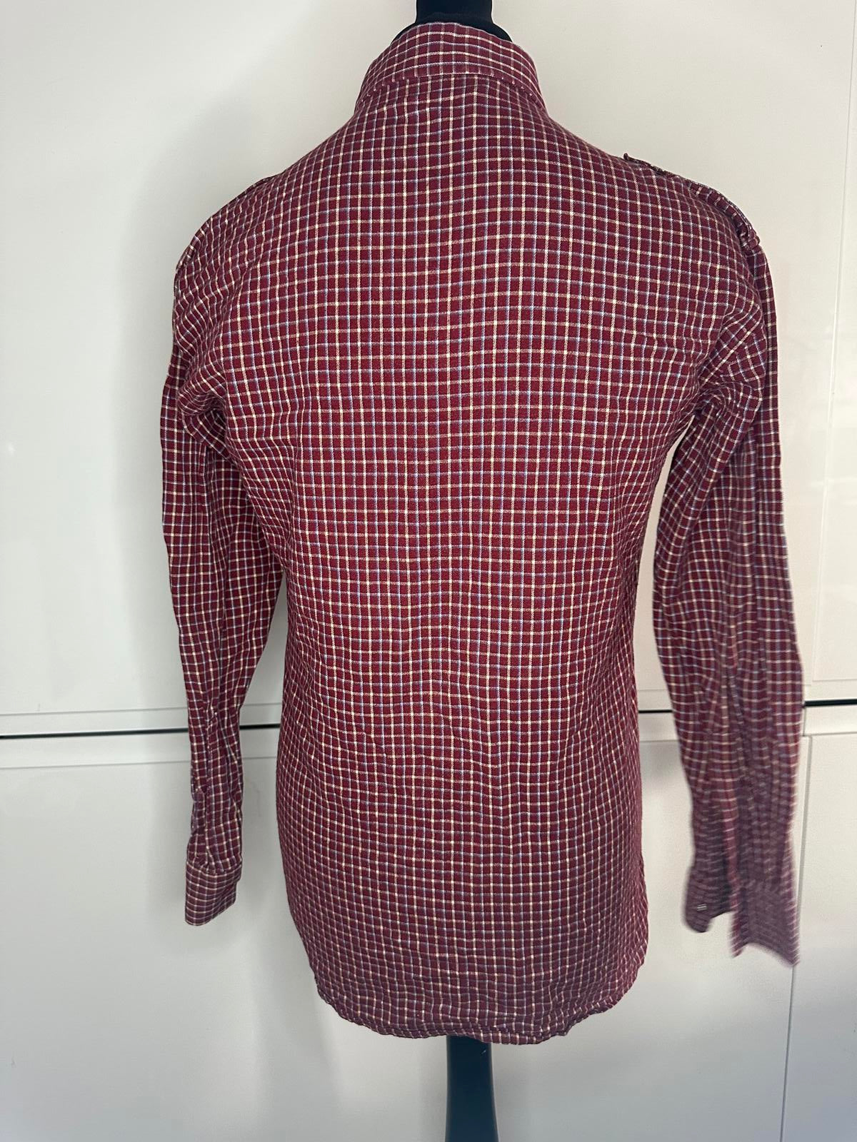 Yves Saint Laurent YSL Vintage Red Check Button Shirt Designer Menswear