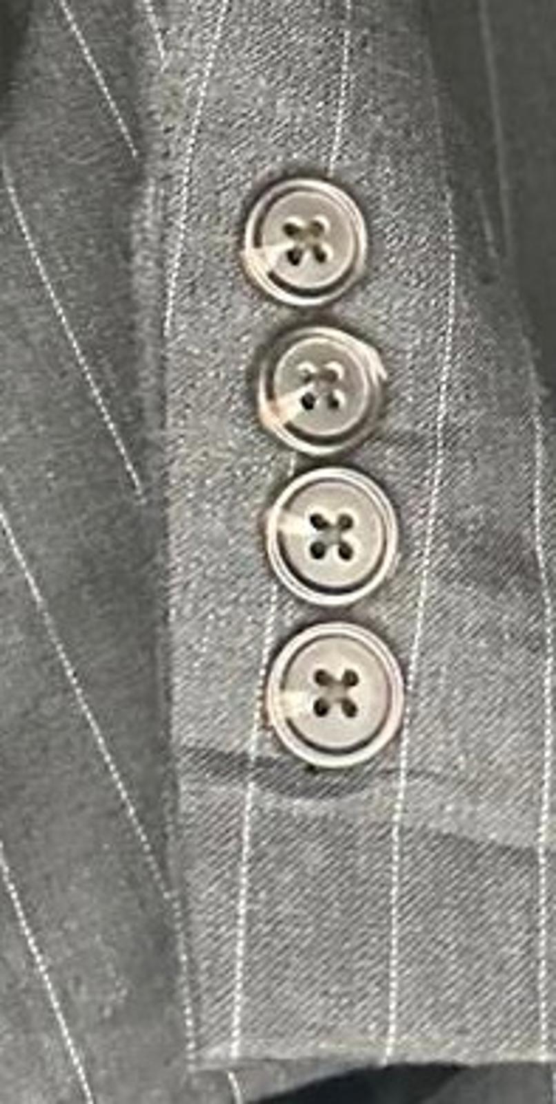 Chaps Grey Pinstripe Wool Blazer Jacket Size 48R