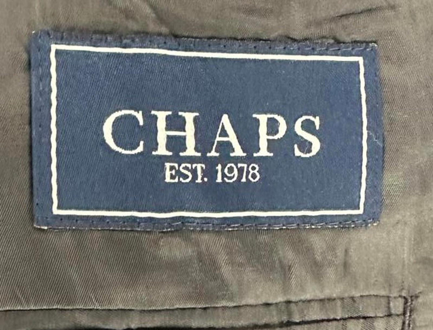 Chaps Mens Wool Suit Jacket 46R Black Pinstripe