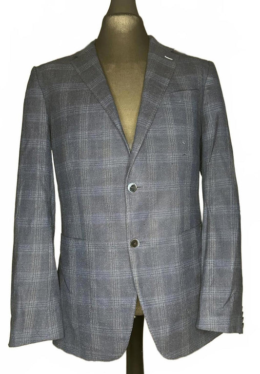 Blue Checked Blazer Suit Jacket Size 40R