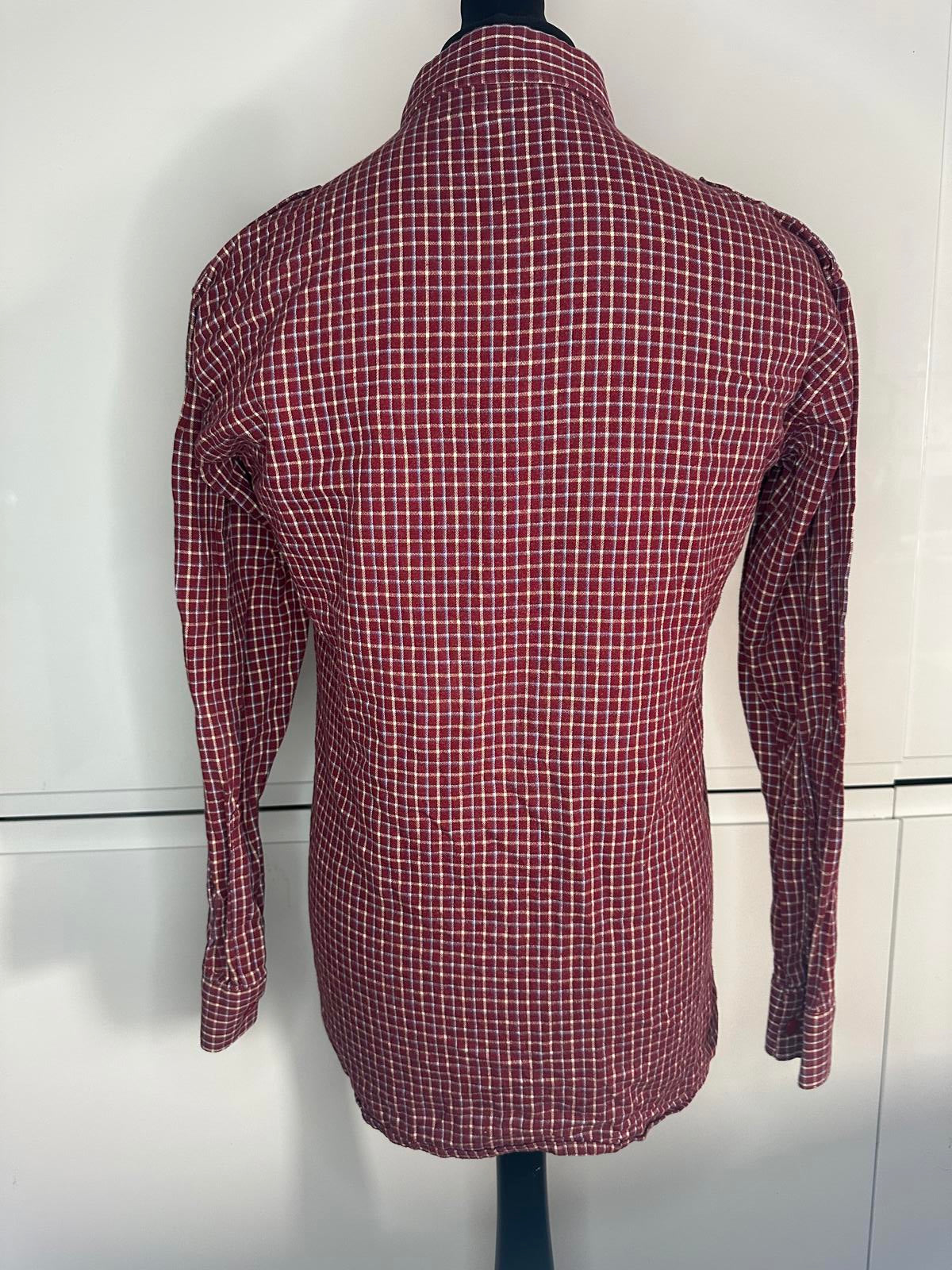 Yves Saint Laurent YSL Vintage Red Check Button Shirt Designer Menswear