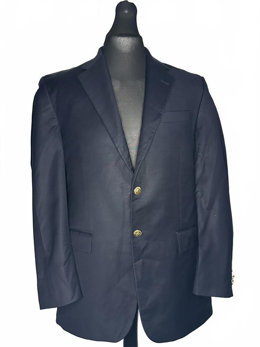 Navy Blue Men's Blazer with Gold Buttons, Size 44R