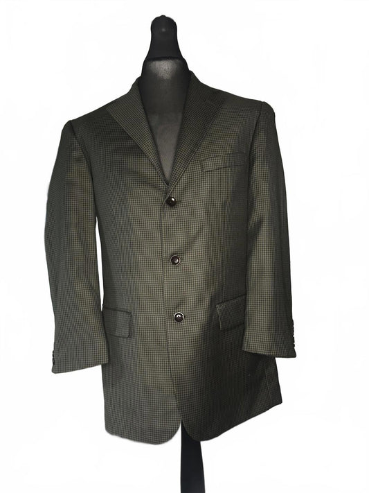 Men's Checked Blazer Size 40R Green Classic Style