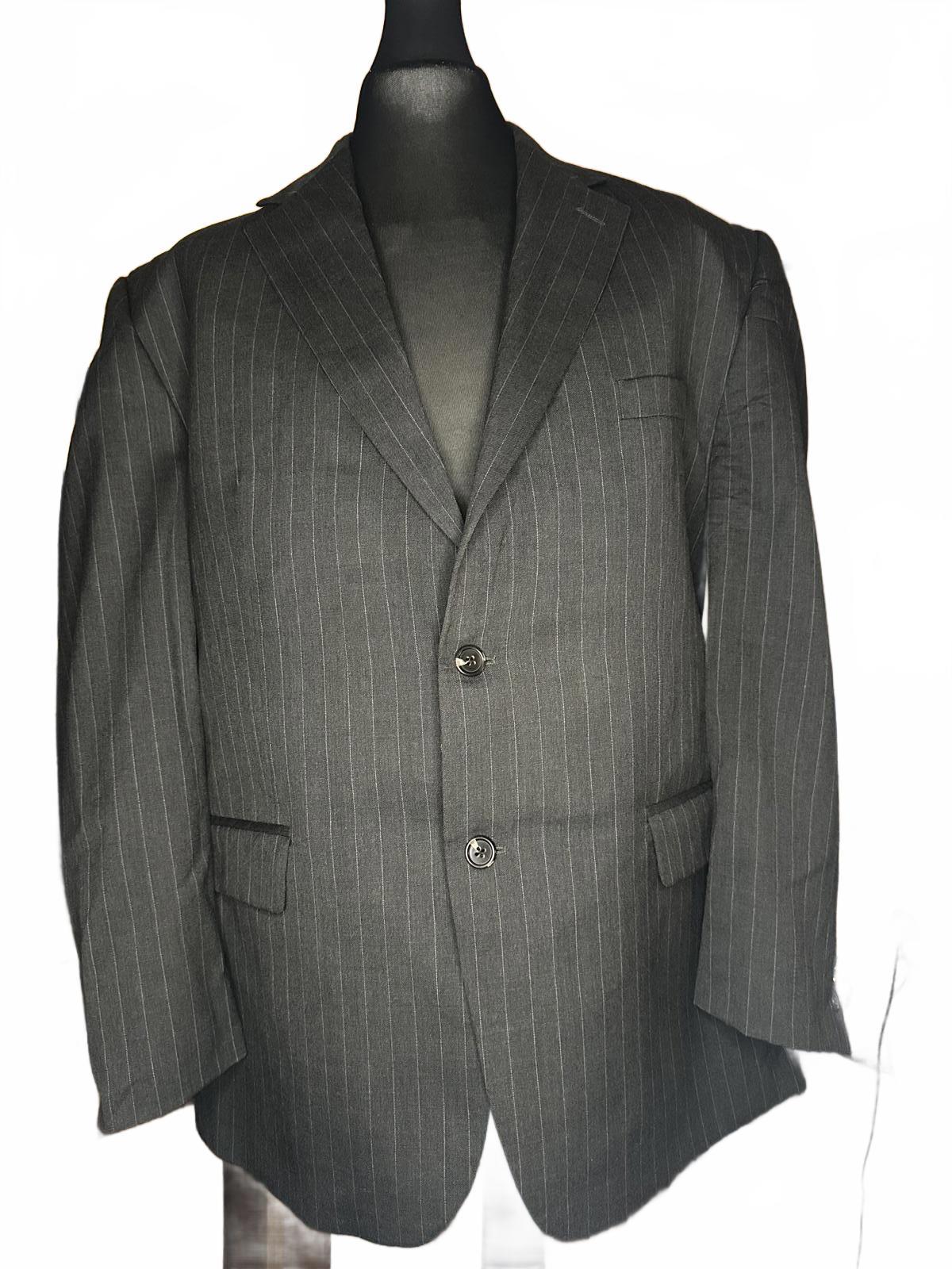 Chaps Grey Pinstripe Wool Blazer Jacket Size 48R