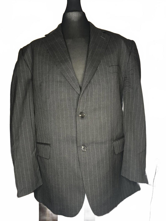 Chaps Grey Pinstripe Wool Blazer Jacket Size 48R