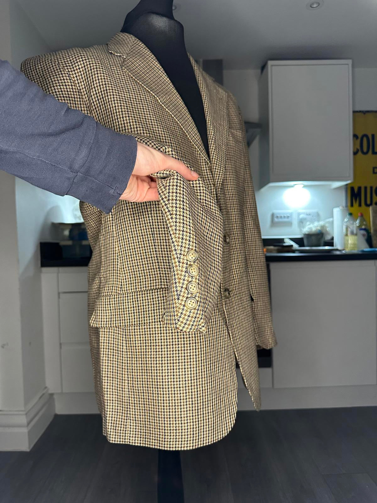 Checked Blazer Jacket Size Not specified Beige Brown Classic Style