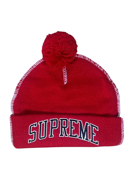 Supreme Red Pom Pom Beanie Hat
