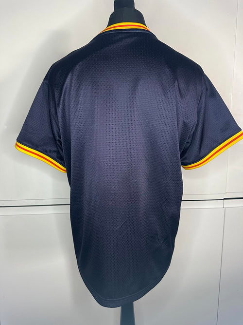 Brain Dead Vintage Mesh Jersey Tee Navy Yellow Trim Retro Sports Top