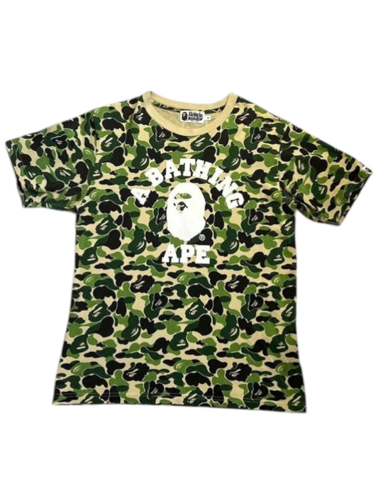 Bape Green Camo College Logo Tee