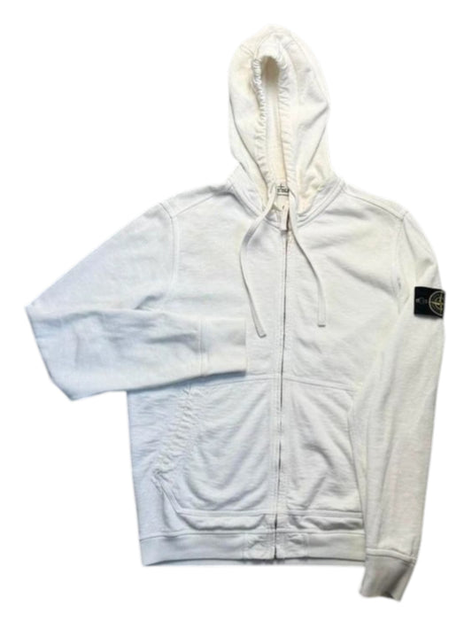 Stone Island White Zip Hoodie 2018
