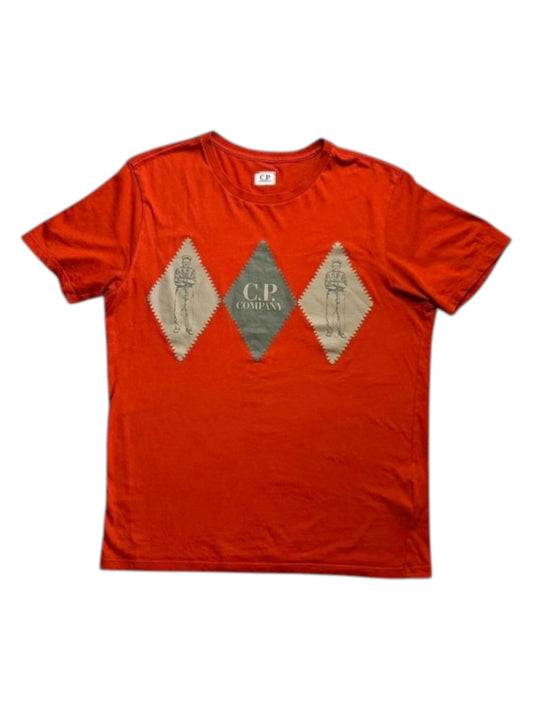 CP Company Orange Triple Diamond Logo Tee