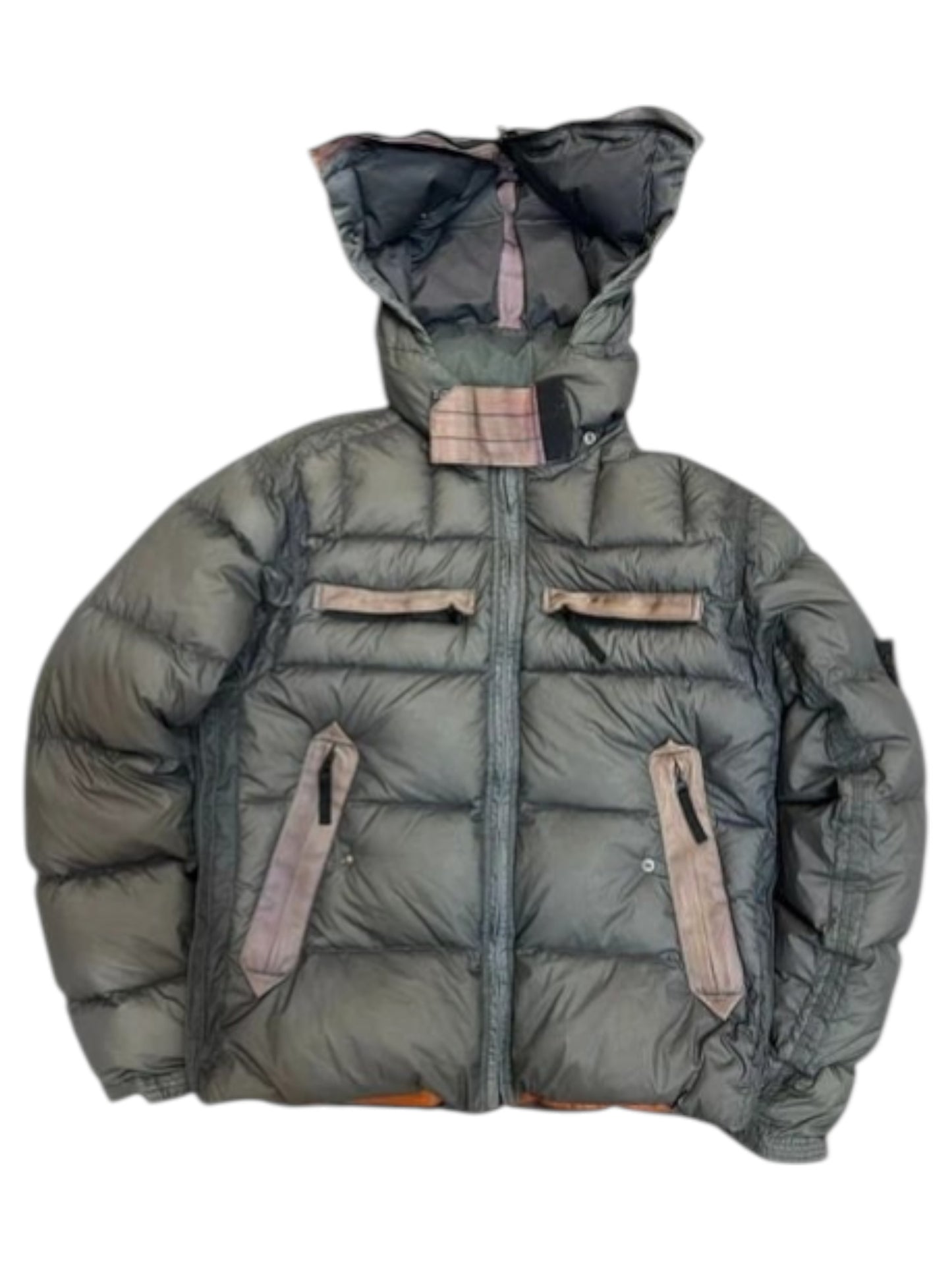 Stone Island Goose Down Hooded Puffer Jacket Grey L
