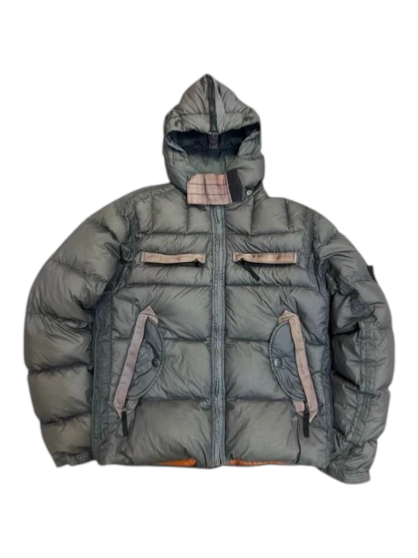Stone Island Goose Down Hooded Puffer Jacket Grey L